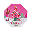 Hexagonal advent calendar with Christmas-themed design featuring animals and a candy cane tree, branded 'Chic Chat'.